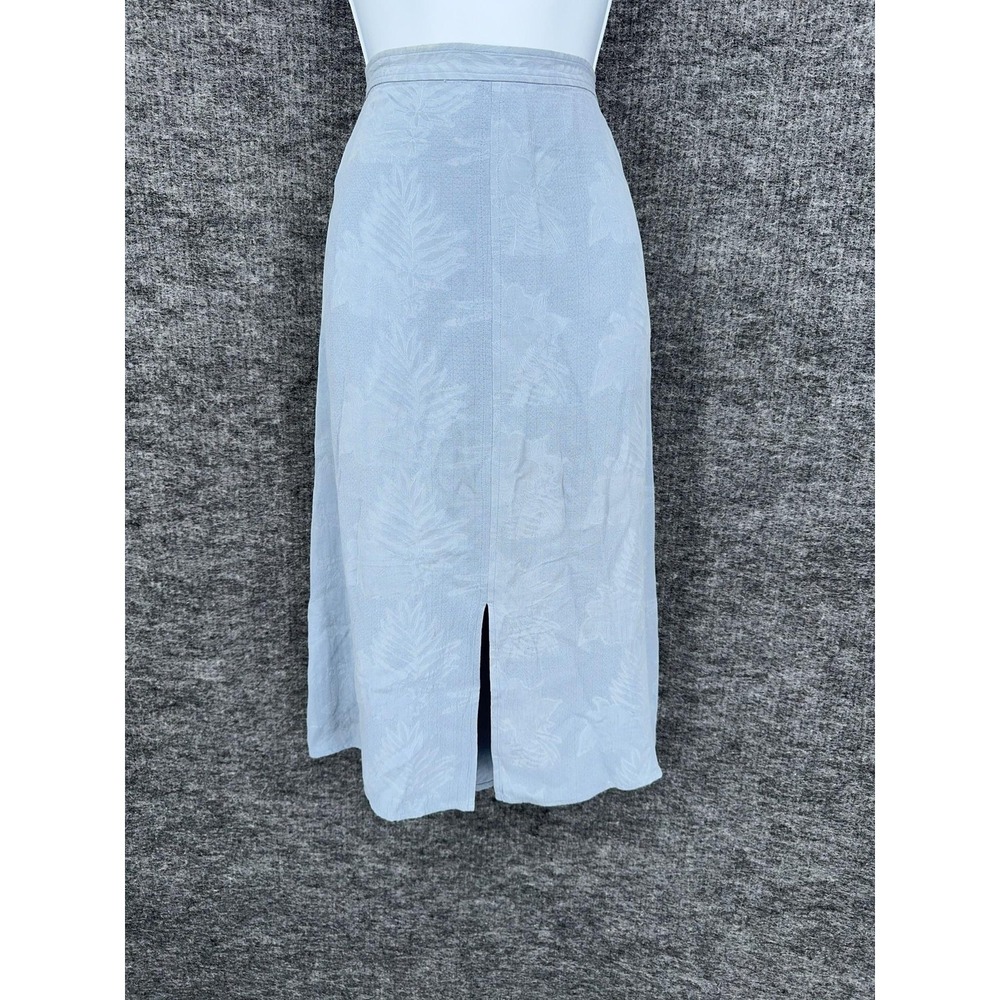 Tommy Bahama Skirt Womens 8 Blue Silk Tropical‎ Floral Midi Tie Waist Slit Beach